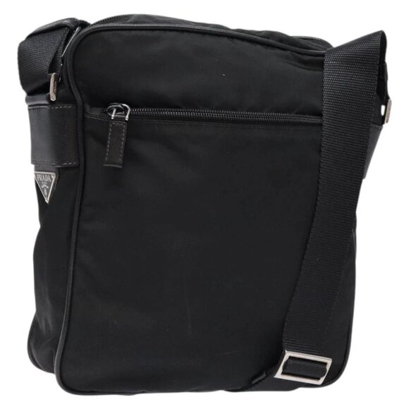PRADA Shoulder Bag Nylon Black Silver Auth am8983 - Picture 1 of 16